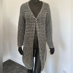 🐑 Sandwich_ long textured knit one button cardigan